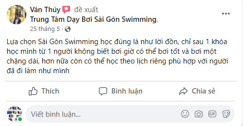 Đánh giá của học viên khi học bơi tại Sài Gòn Swimming